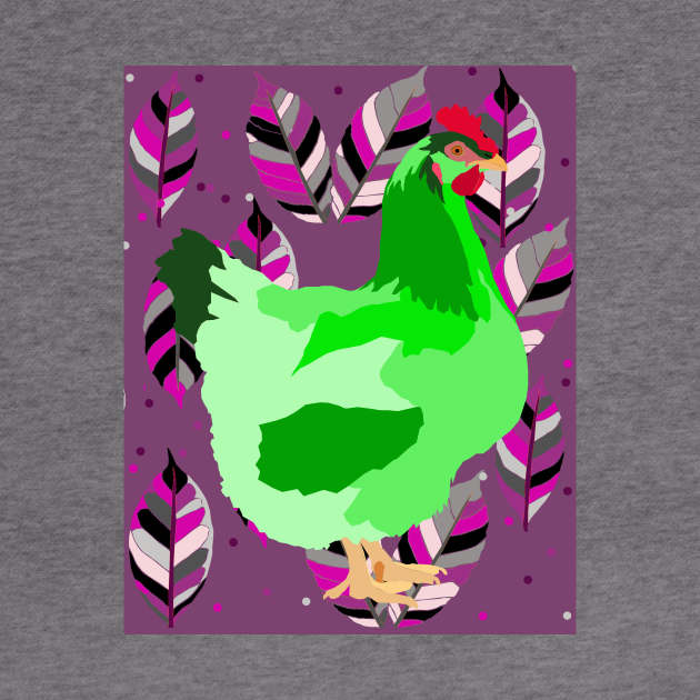 Backyard Chicken - Green by KA Textiles and Designs